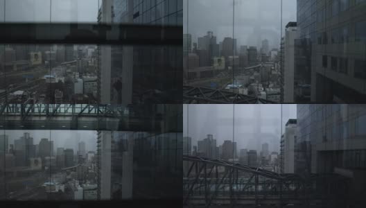 日本商业办公摩天楼的现代玻璃电梯高清在线视频素材下载