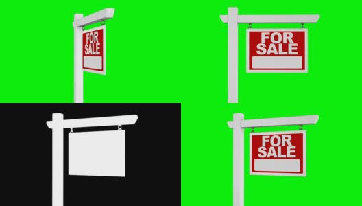 绿色屏幕上的房地产出售标志/色度键高清在线视频素材下载