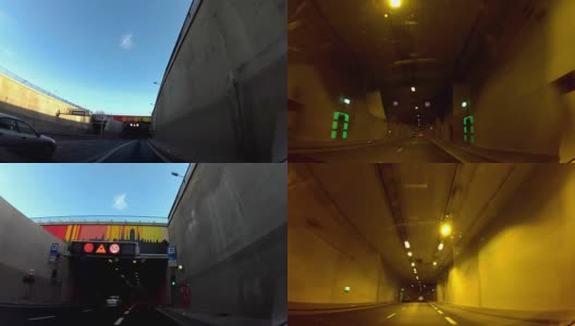 行车记录仪通过隧道下河POV，波兰欧洲高清在线视频素材下载