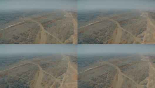 中国新疆戈壁沙漠鸟瞰图。高清在线视频素材下载