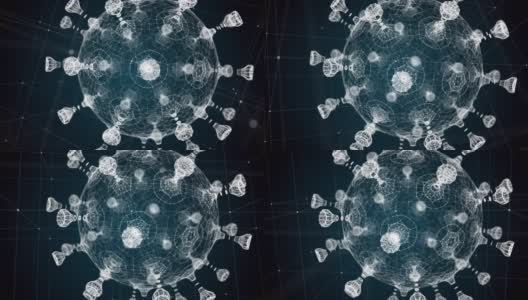 漂浮在空中的Covid-19病毒细胞3D渲染高清在线视频素材下载