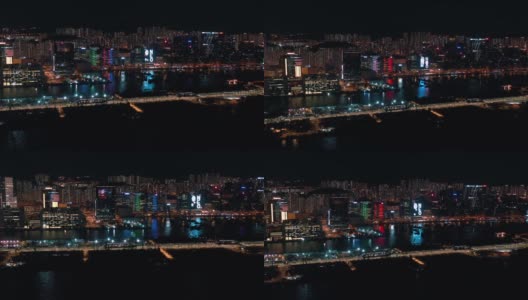 维多利亚港日落时的鸟瞰图视频高清在线视频素材下载