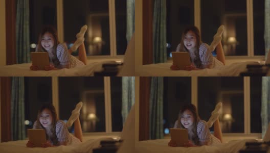 亚洲十几岁的大学生女孩学习在线课程深夜在家高清在线视频素材下载