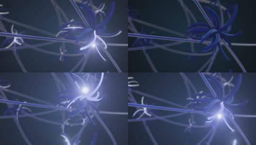 抽象突触和神经元细胞发送化学电信号的4k视频。高清在线视频素材下载