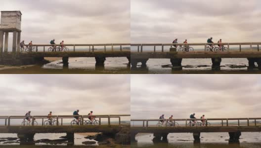 和朋友一起骑自行车高清在线视频素材下载