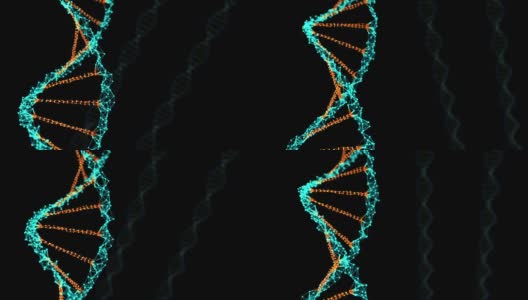 3D渲染DNA旋转在黑暗的背景，抽象的化学概念高清在线视频素材下载