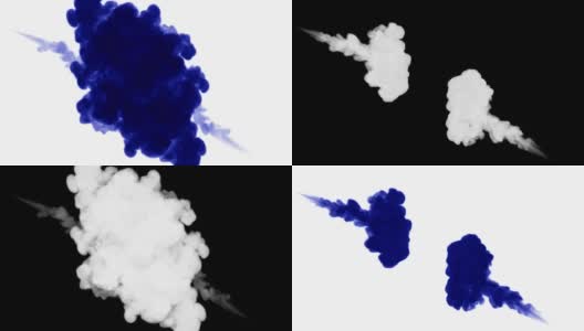 蓝色墨水溶于水，白色背景与哑光。计算机仿真的三维渲染。墨水能溶于水。2高清在线视频素材下载