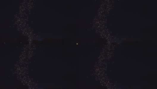 在泰国清迈的灯节里，一串串千盏漂浮的彩灯从远处看，美丽独特高清在线视频素材下载