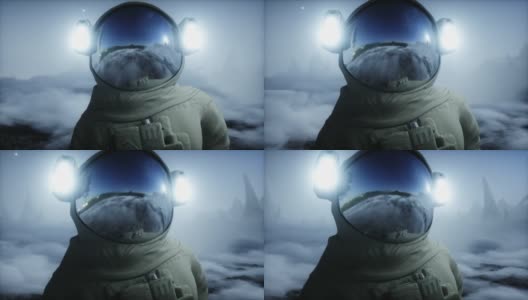 宇航员在外星球。火星表面。太空旅行。现实的4 k的动画。高清在线视频素材下载