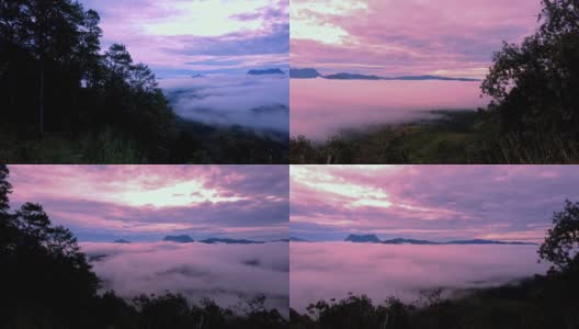 在泰国清迈省的清道，Muang Kong市，晨曦和晨雾的移动。高清在线视频素材下载