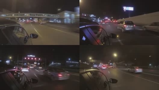 夜间街道上的车辆往来高清在线视频素材下载
