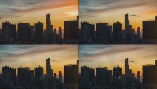 日落天空广州市市中心全景4k时间流逝中国高清在线视频素材下载