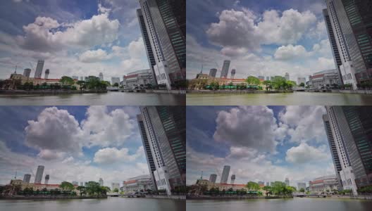 日光新加坡城滨江市中心著名酒店全景4k时间推移高清在线视频素材下载