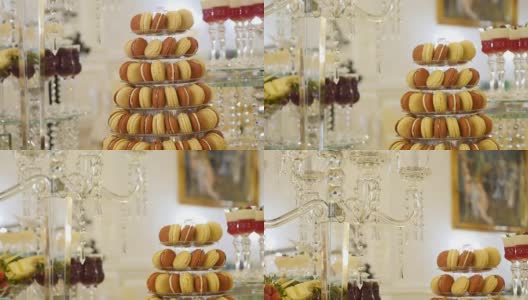 糖果棒婚礼，糖果自助餐，美味的糖果棒在婚礼上高清在线视频素材下载