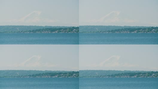 华盛顿湖上的雷尼尔山高清在线视频素材下载