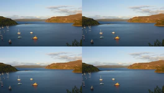 苏格兰斯凯岛波特里湖上的日落高清在线视频素材下载
