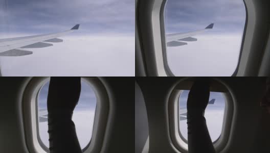 近距离观察:从商用飞机巡航高度的窗口观察高清在线视频素材下载