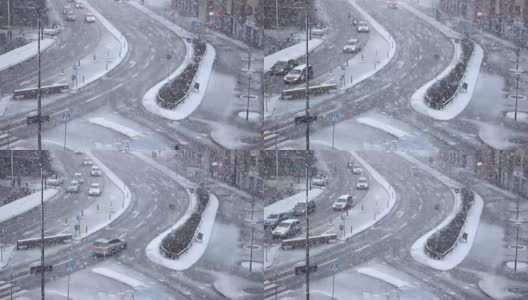 冬天的城市雪高清在线视频素材下载