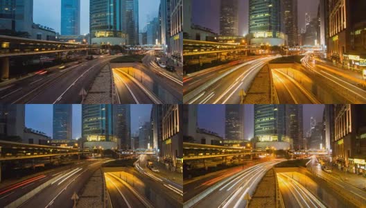 TL D2N PR，香港夜景，中区快速的交通和摩天大楼高清在线视频素材下载