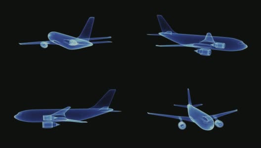 双引擎客机的全息图高清在线视频素材下载