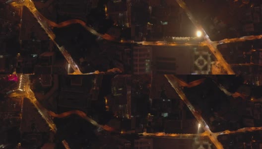 夜间照明澳门市区交通街道高空俯视图4k中国高清在线视频素材下载