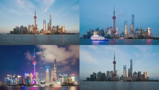 T/L WS ZI上海天际线日夜过渡/上海，中国高清在线视频素材下载
