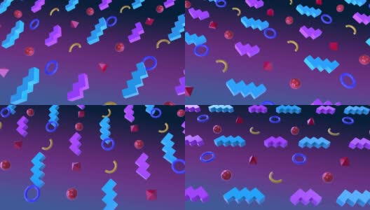 动画的彩色形状在紫色的背景高清在线视频素材下载