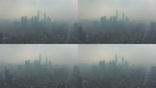 夏日雾霾广州市区交通街道航拍全景4k中国高清在线视频素材下载