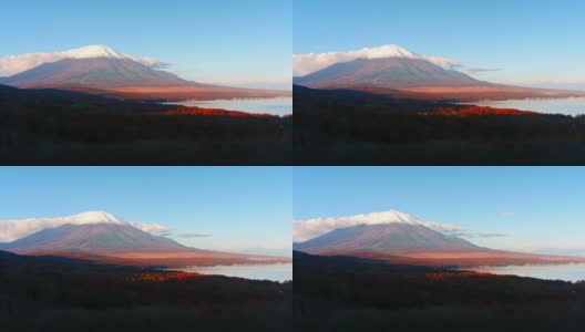 美丽的富士山与枫树在秋天的日本高清在线视频素材下载