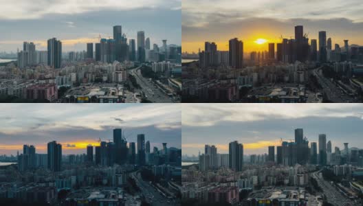 日落全景在上海，深圳延迟高清在线视频素材下载