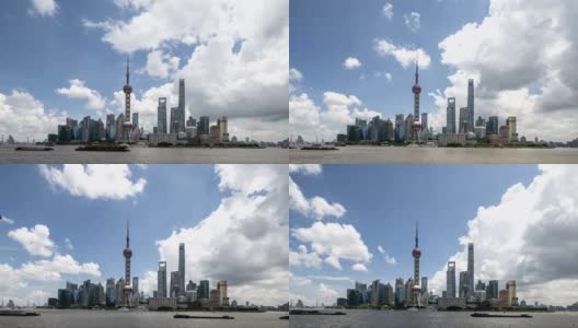 4K时间推移的全景天际线上海中国高清在线视频素材下载