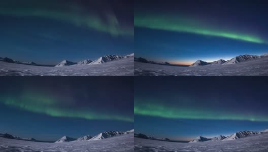 北极光在北极上空。在霍恩松德峡湾附近。高清在线视频素材下载