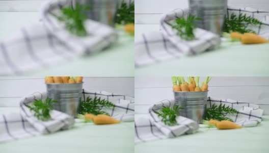 木桌上的胡萝卜高清在线视频素材下载