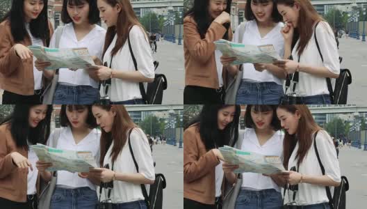 年轻的韩国游客刚刚抵达这座城市高清在线视频素材下载