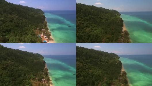 鸟瞰图上的海岸线在Koh Rok Yai岛在泰国。高清在线视频素材下载