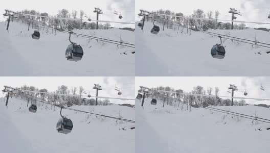 滑雪胜地索契的缆车铁路高清在线视频素材下载