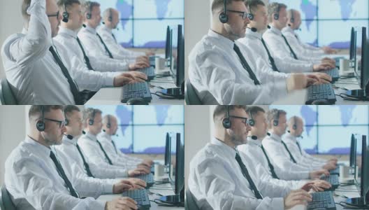 呼叫中心办公室的客户支持专业人员团队高清在线视频素材下载