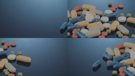 处方药-胶囊，药丸，片剂在反光的背景高清在线视频素材下载