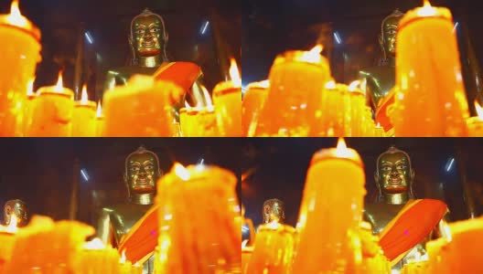 寺庙里的佛像和蜡烛高清在线视频素材下载