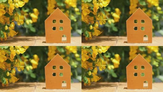 带花的房子的微型模型高清在线视频素材下载