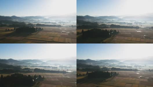 鸟瞰图美丽的沼泽早晨，秋田日本高清在线视频素材下载