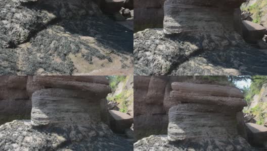 在新不伦瑞克省的霍普威尔岩石上有一个巨大的岩层高清在线视频素材下载