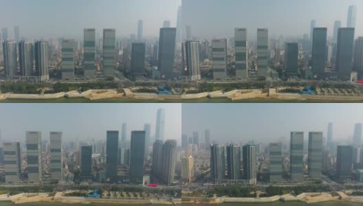 长沙市区著名的滨江交通湾晴天航拍全景4k中国高清在线视频素材下载