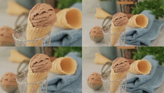 美味的咖啡冰淇淋作为甜点高清在线视频素材下载