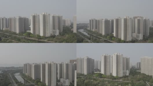 无人机拍摄的天水围，香港高清在线视频素材下载