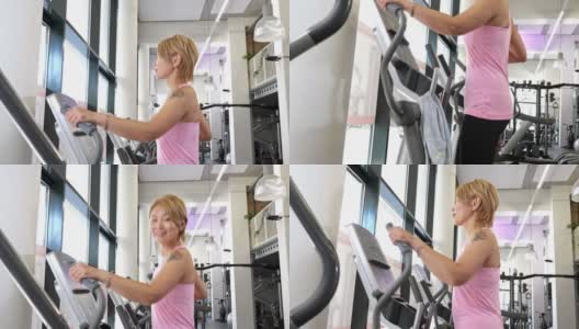 日本妇女在健身房锻炼的肖像高清在线视频素材下载