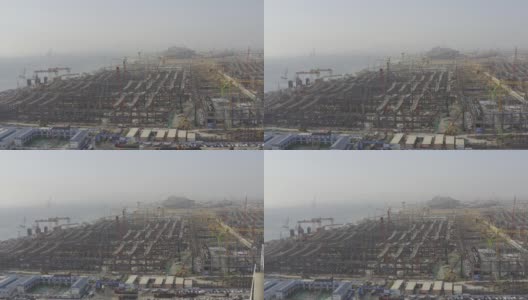 一个大型城市建筑群的施工现场的航拍视频高清在线视频素材下载