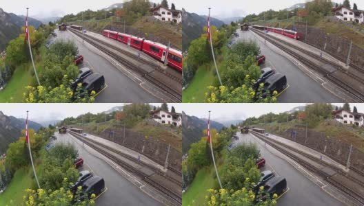 Filisur火车站，Rhatische Bahn的枢纽高清在线视频素材下载