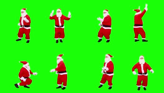 圣诞老人跳舞。绿色的屏幕。高清在线视频素材下载