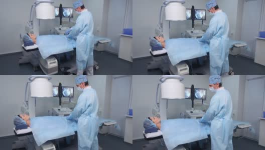 介入放射医师进行子宫肌瘤栓塞高清在线视频素材下载